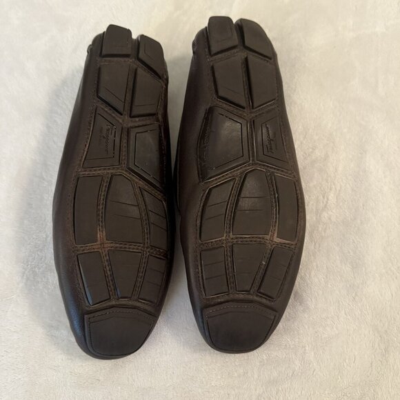 Men’s Salvatore Ferragamo Parigi Gancini Brown Leather Drivers US 9 EEE Wide - Picture 10 of 14